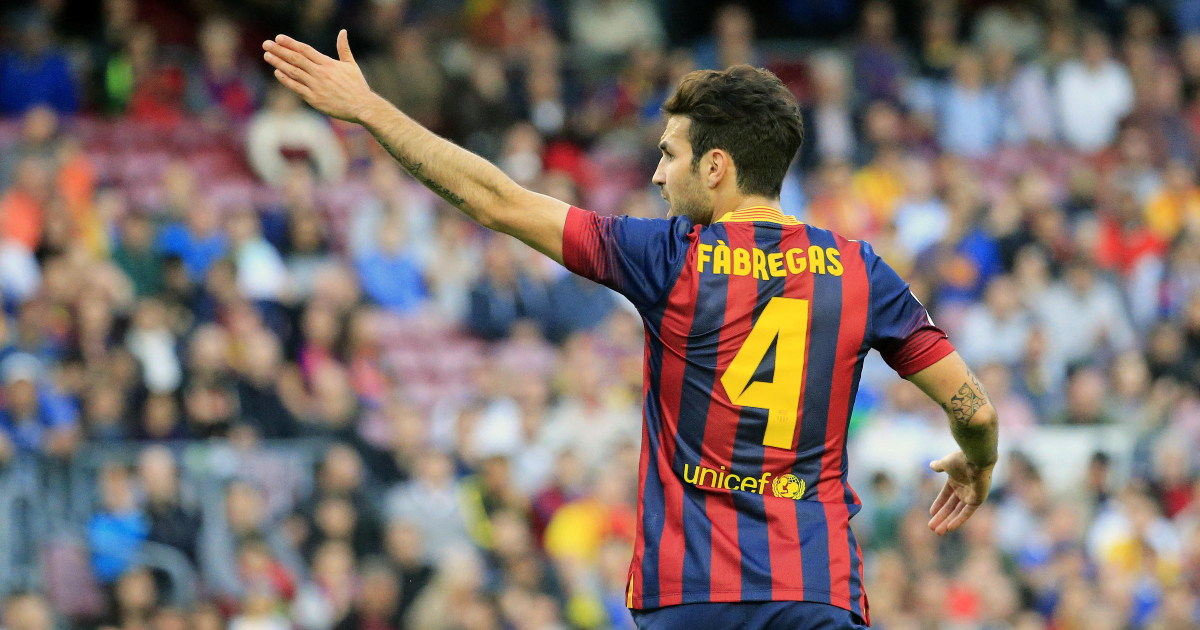 Cesc Fabregas in action for Barcelona against Real Betis, Camp Nou, April 2014