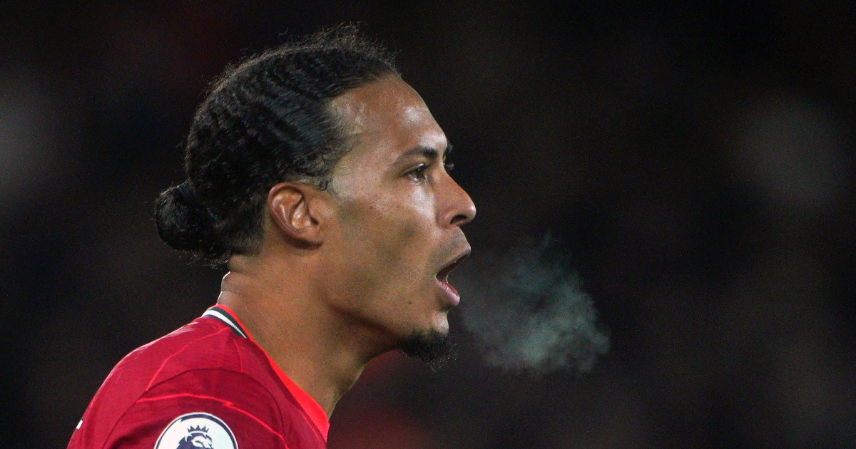 Liverpool defender Virgil van Dijk during their victory over Leeds United at Anfield, Liverpool, February 2022.