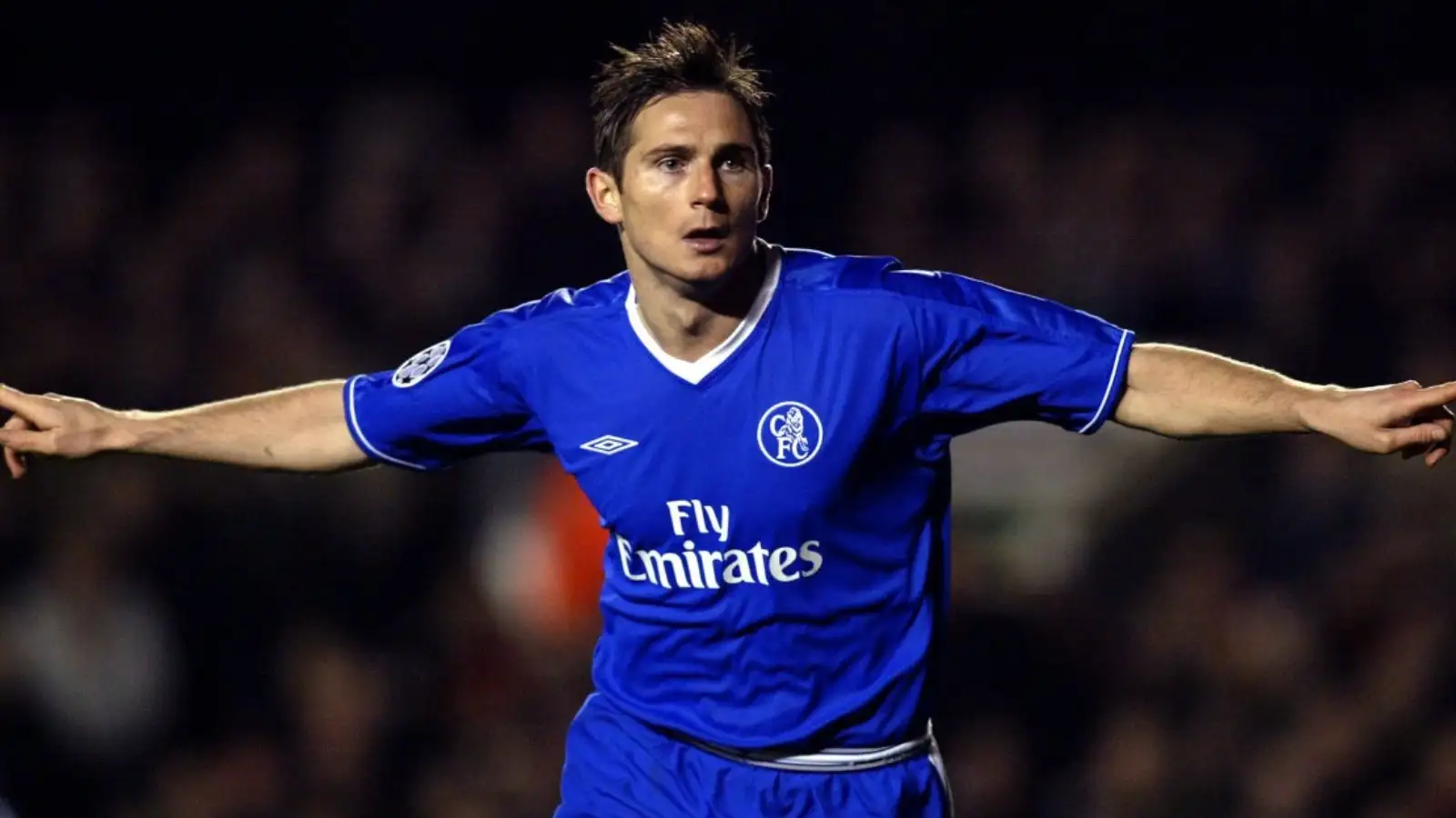 Chelsea's Frank Lampard celebrates his equalising goal against Arsenal in the Champions League quarter final. Highbury, April 2004.