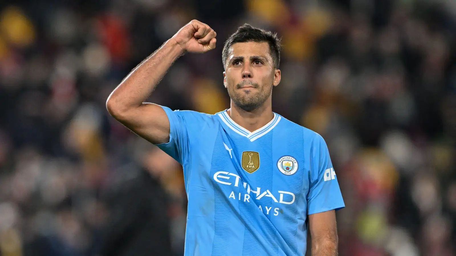 Rodri celebrates for Man City.