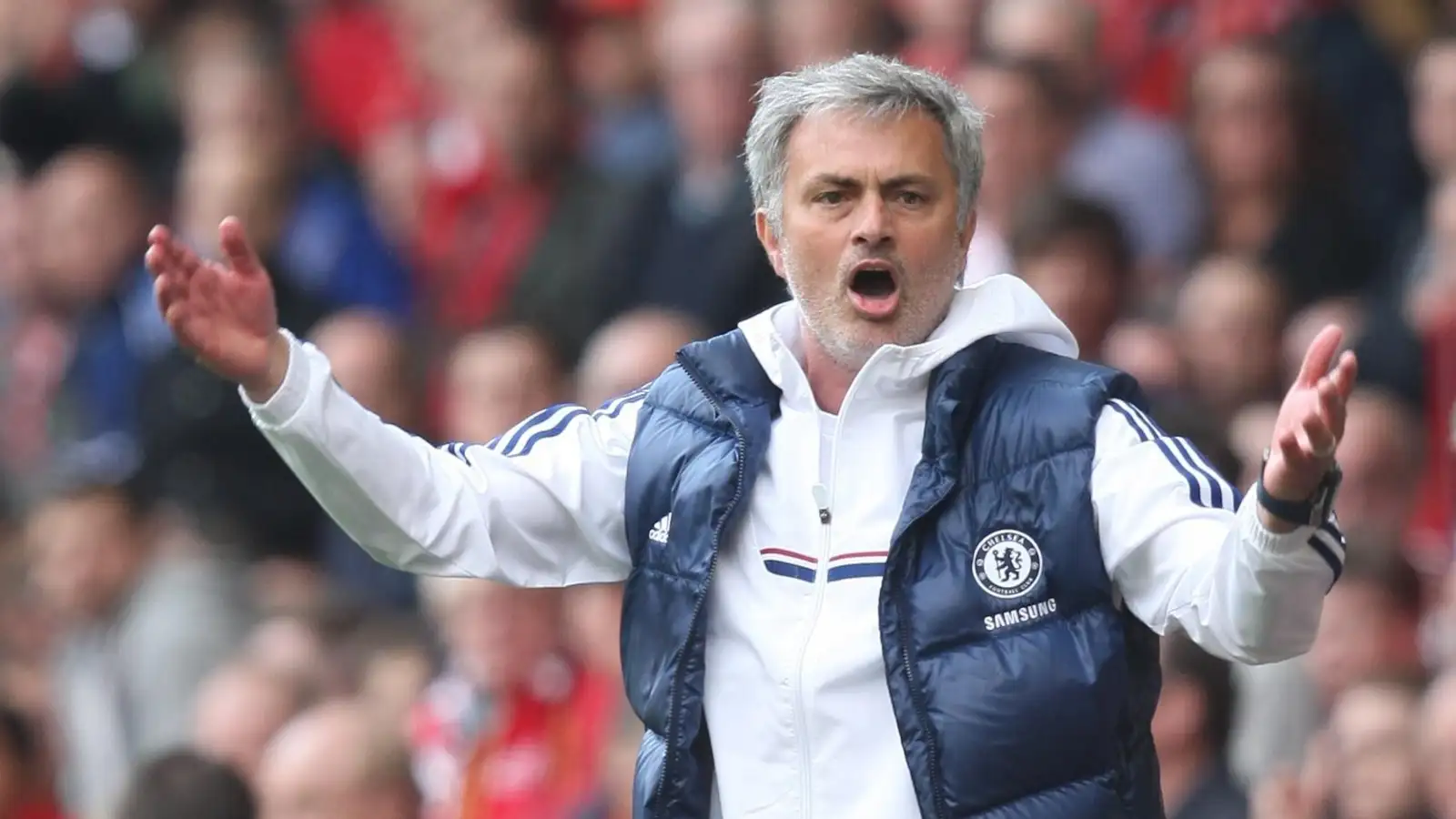 Jose Mourinho during the Premier League match between Liverpool and Chelsea at Anfield, Liverpool, April 2014.