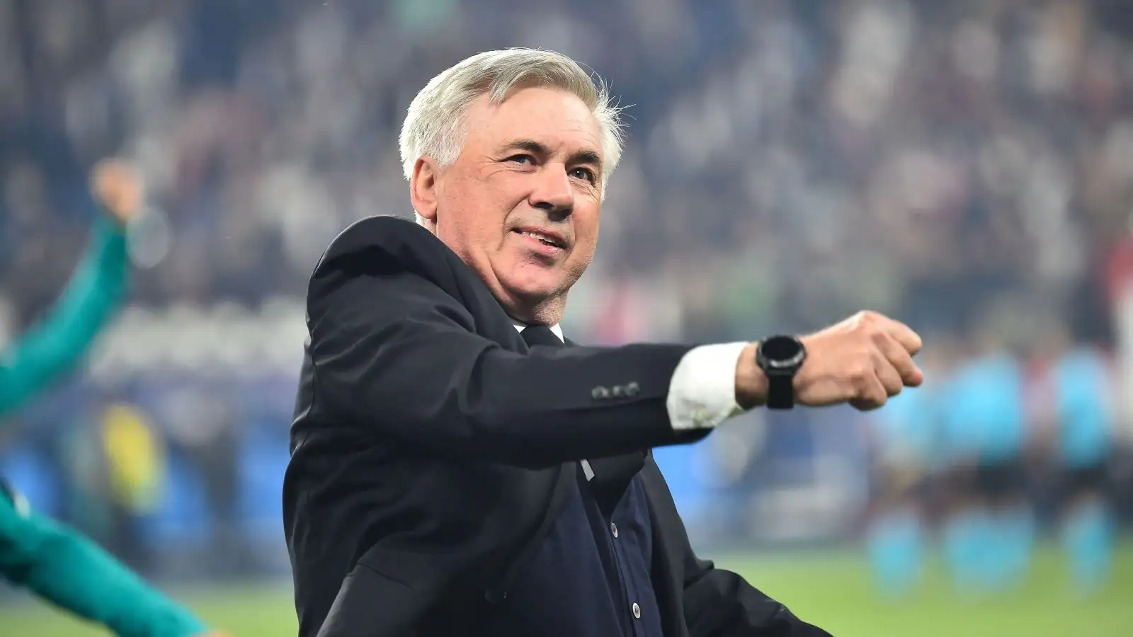 PARIS, FRANCE. MAY 28TH Carlo Ancelotti, Real Madrid manager, celebrates winning the UEFA Champions League Final between Liverpool and Real Madrid at Stade de France, Paris on Saturday 28th May 2022.