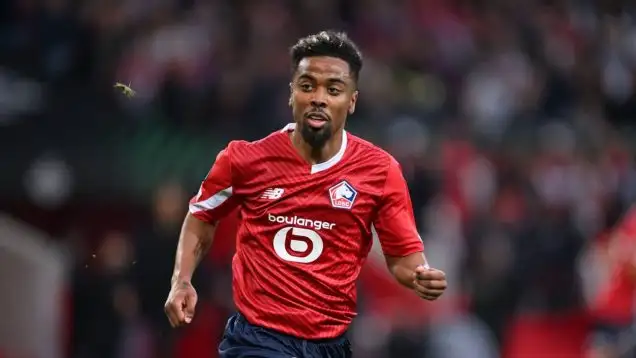 Lille, France. 18th Apr, 2024. Angel Gomes (8) of Lille pictured during the Uefa Conference League Quarter final round - second leg game in the 2023-2024 season between Lille OSC and Aston Villa on April 18, 2024 in Lille, France