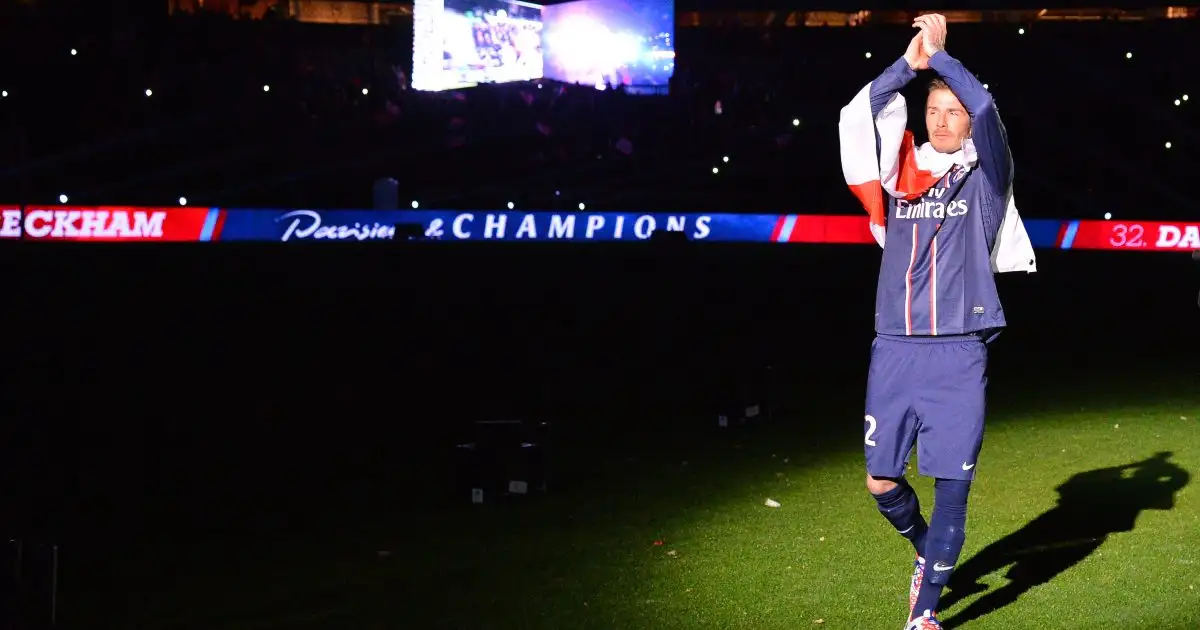 David Beckham after Paris Saint-Germain's Ligue 1 game against Brest. Parc des Princes, Paris, 18 May 2013.