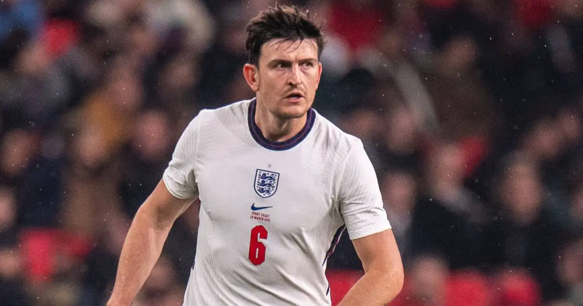 Harry Maguire playing for England against Ivory Coast at Wembley Stadium, London. March 29 2022.