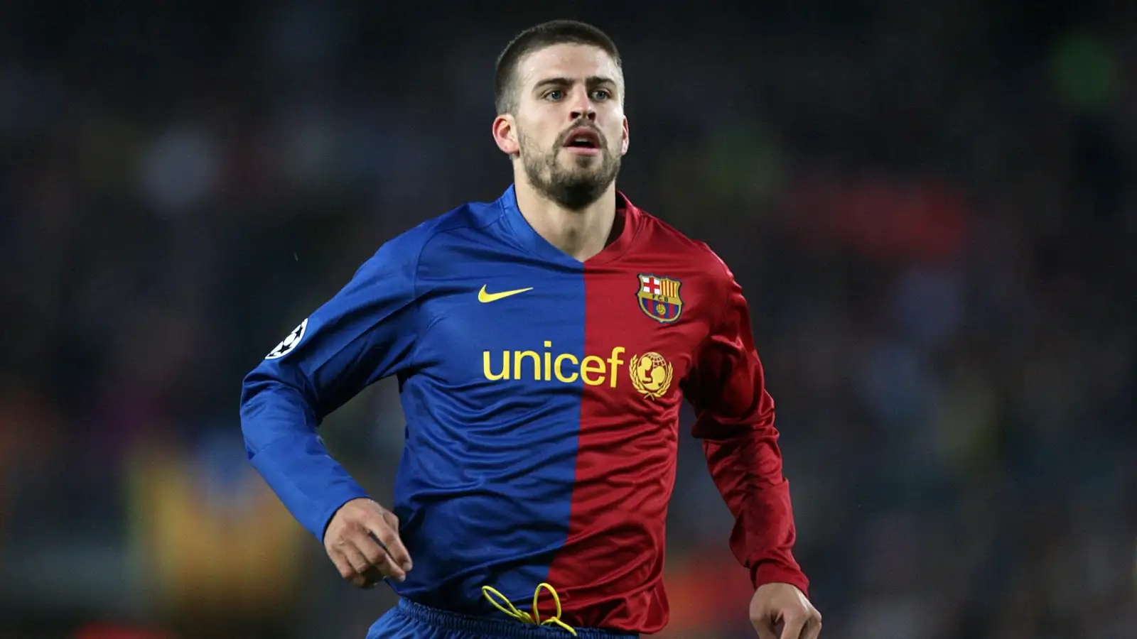 Barcelona's Gerard Pique during their UEFA Champions League semi-final against Chelsea at Camp Nou, Barcelona, April 2009.