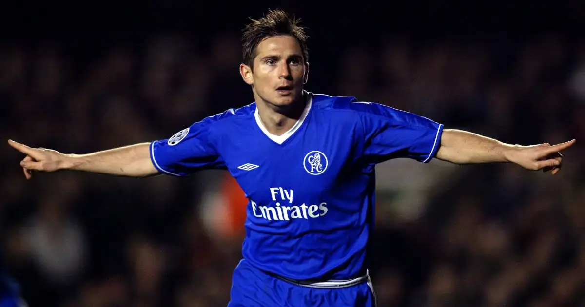 Chelsea's Frank Lampard celebrates his goal against Arsenal. Highbury, April 2004.