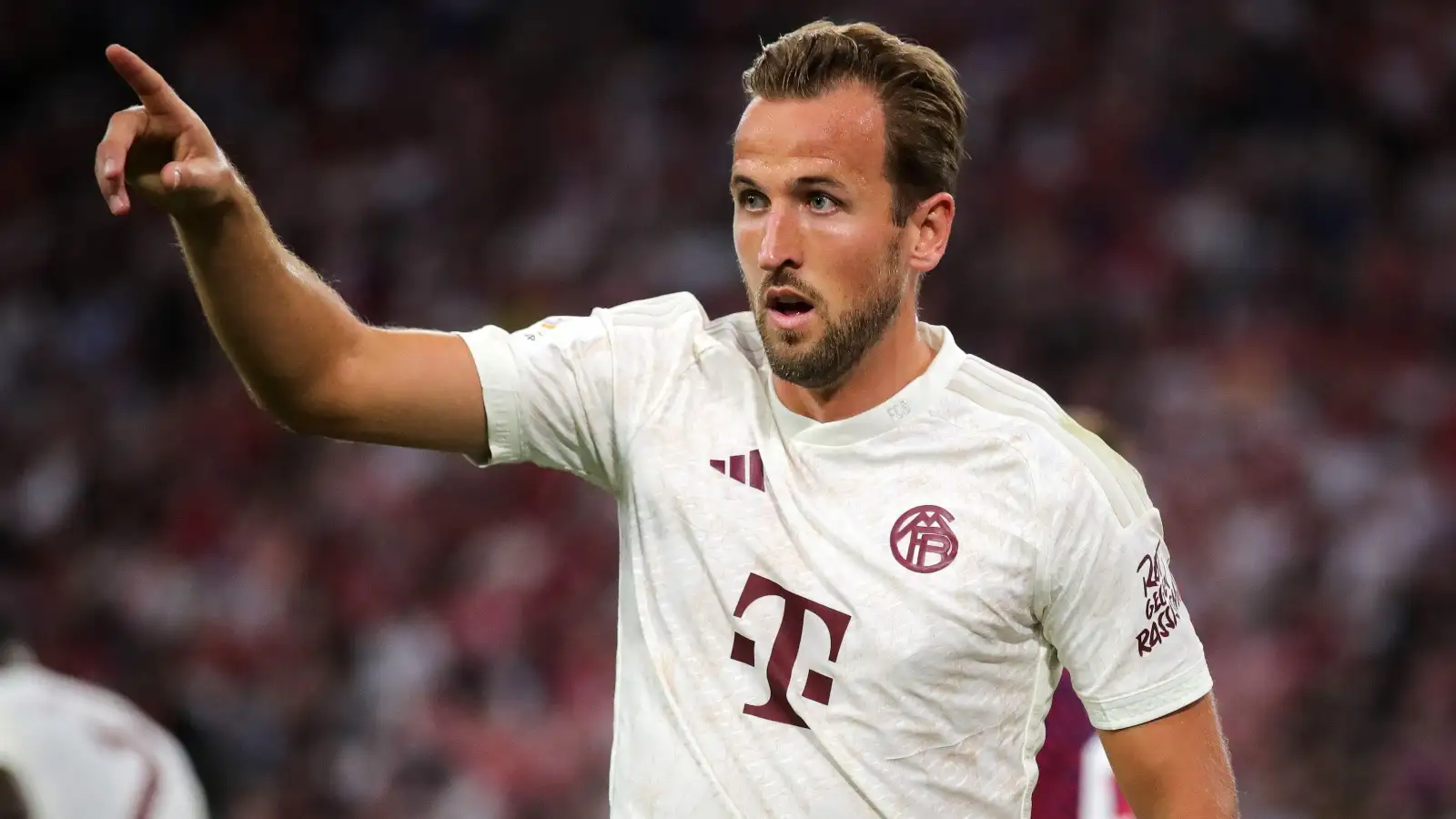 Harry Kane during the German Super Cup match between Bayern Munich and RB Leipzig at Allianz Arena, Munich, August 2023.