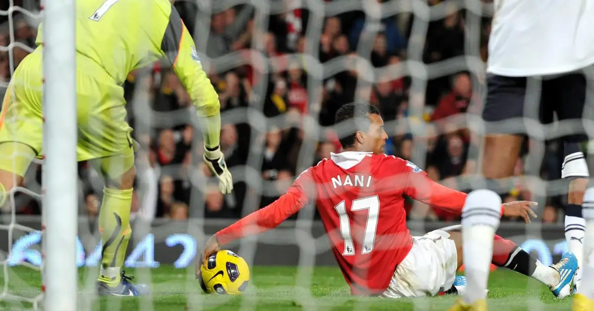 Manchester United's Luis Nani during his team's Premier Leagu game against Tottenham Hotspur FC. Old Trafford, Manchester, October 2010.