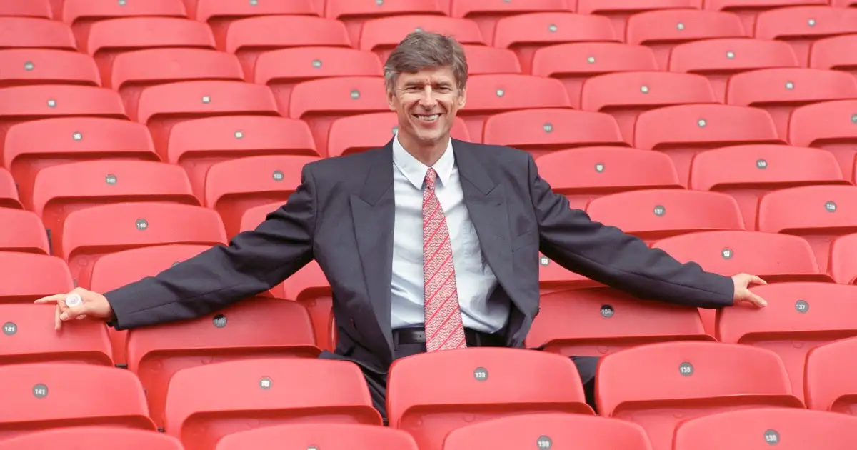 Arsenal boss Arsene Wenger sits in the stands after taking over the hot seat at Highbury. Highbury Stadium, London, 22 September 1996.