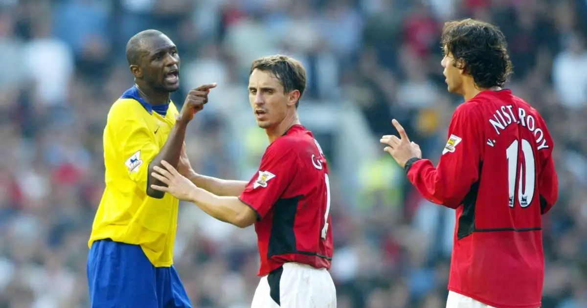 Patrick Vieira, Ruud Van Nistelrooy, Gary Neville, Old Trafford September 2003