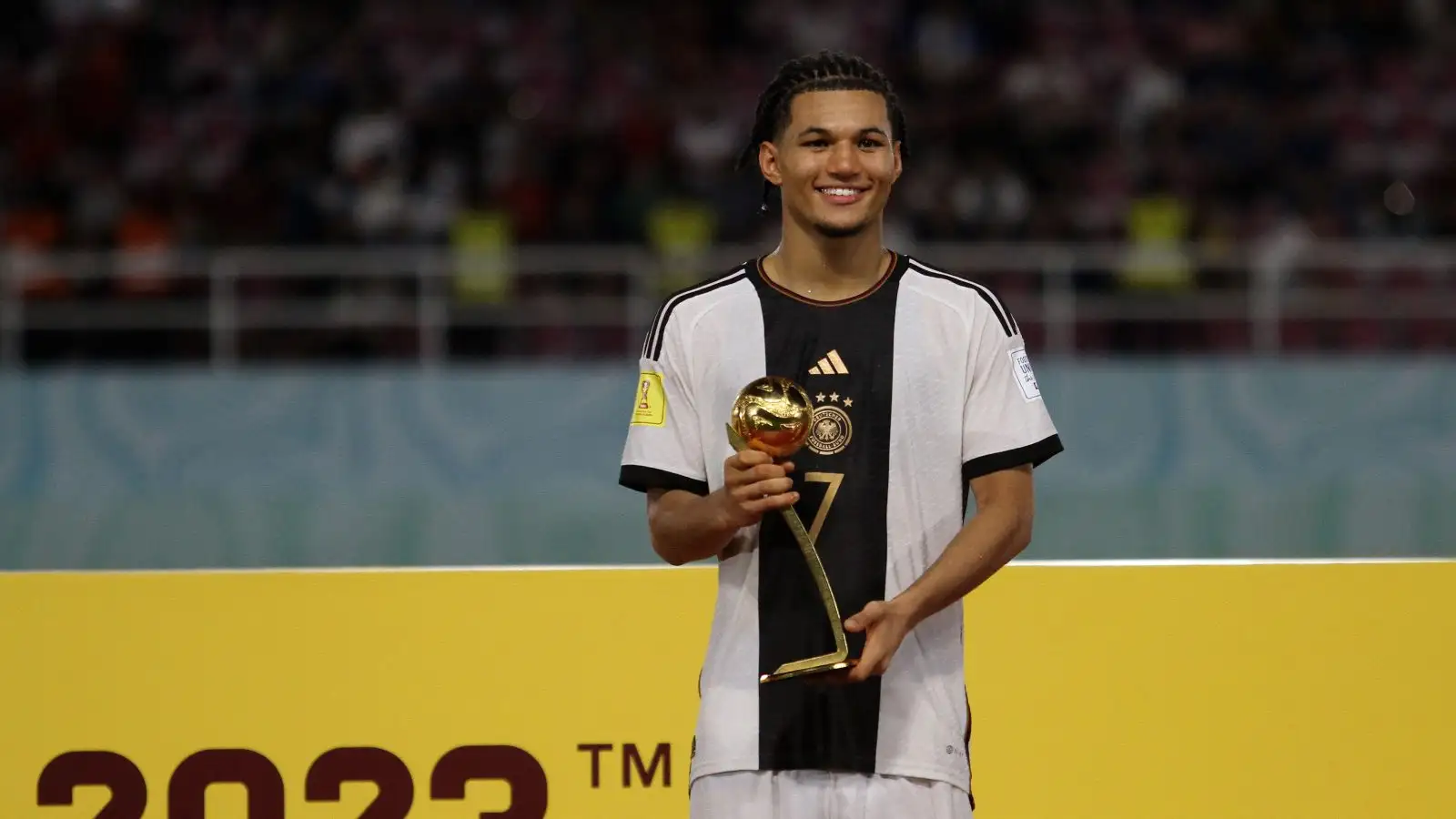 2nd Dec, 2023. Paris Brunner of Germany poses for a photo with the Golden Ball award following the FIFA U-17 World Cup Final match between Germany and France at Manahan Stadium.