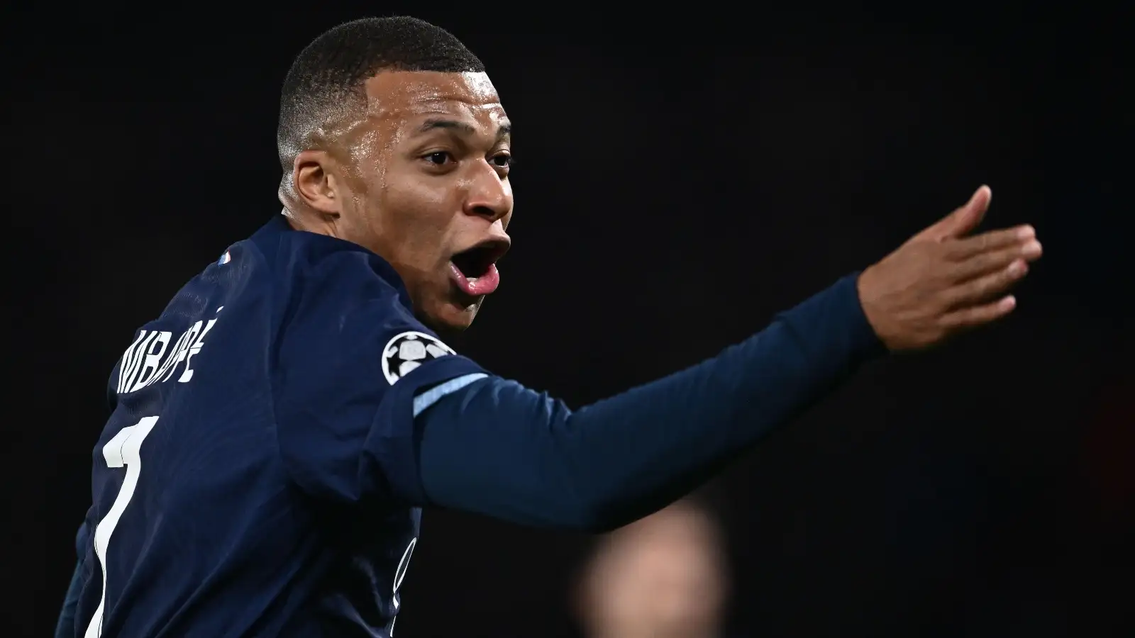 PARIS, FRANCE - OCTOBER 25: Kylian Mbappe of Paris Saint-Germain celebrates after scoring goal during the UEFA Champions League match