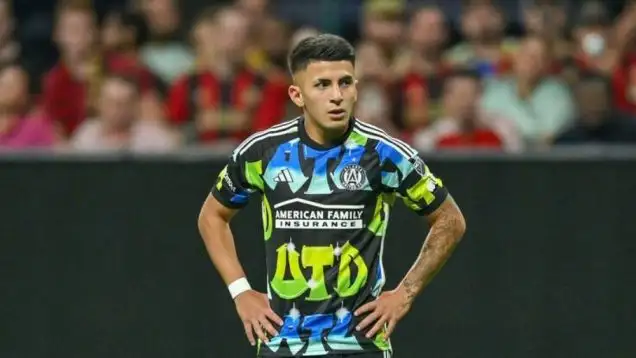 ATLANTA, GA – AUGUST 30: Atlanta midfielder Thiago Almada (10) waits to take a free kick during the MLS match between FC Cincinnati and Atlanta United FC on August 30th, 2023 at Mercedes-Benz Stadium in Atlanta, GA