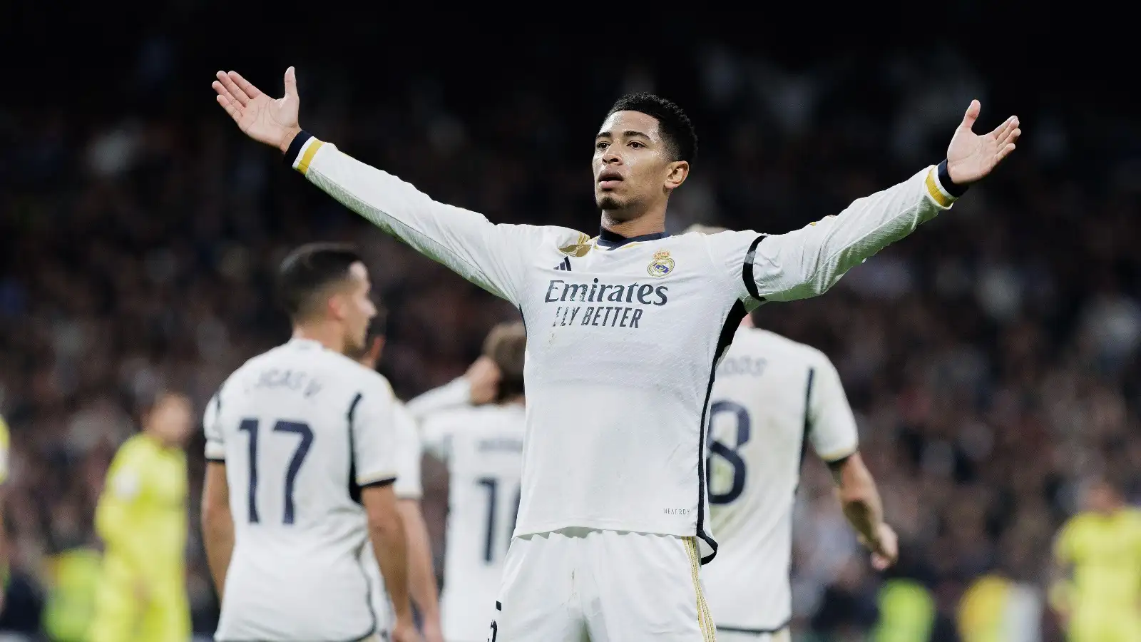 Madrid, Spain. 17th Dec, 2023. Jude Bellingham of Real Madrid celebrates after scoring a goal during the 2023-24 La Liga match between Real Madrid and Villarreal at Santiago Bernabeu Stadium. Final score; Real Madrid 4:1 Villarreal.